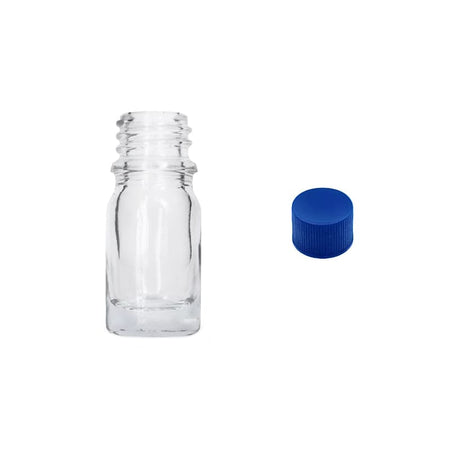 5ml Clear Glass Dropper Bottle with Blue PP Wadded Cap DIN 18mm