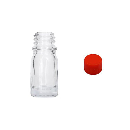 5ml Clear Glass Dropper Bottle with Red PP Wadded Cap DIN 18mm