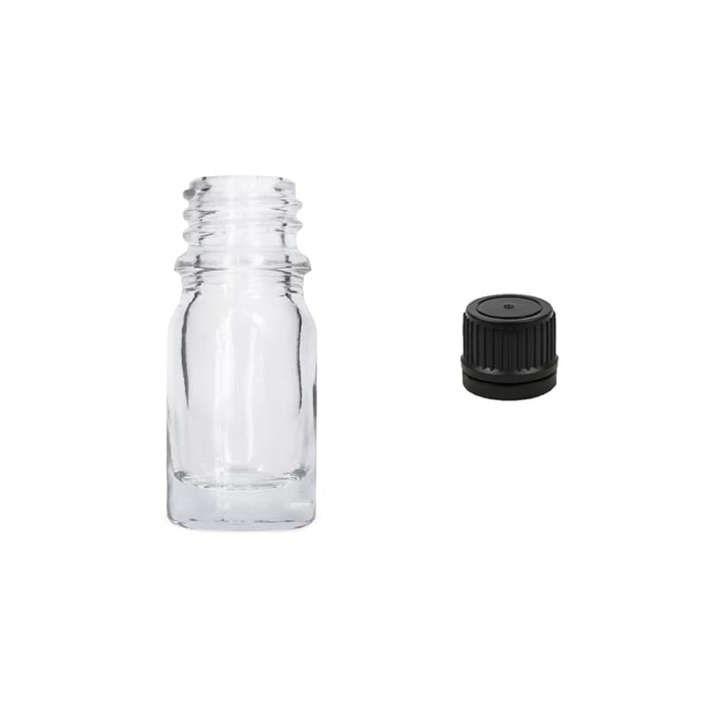 5ml Clear Glass Dropper Bottle with Tamper Evident Ribbed Black Cap (Type II)