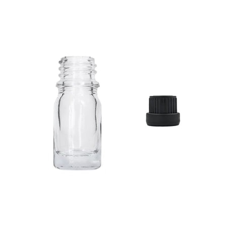 5ml Clear Glass Dropper Bottle with Tamper Evident Ribbed Black Cap (Type III)