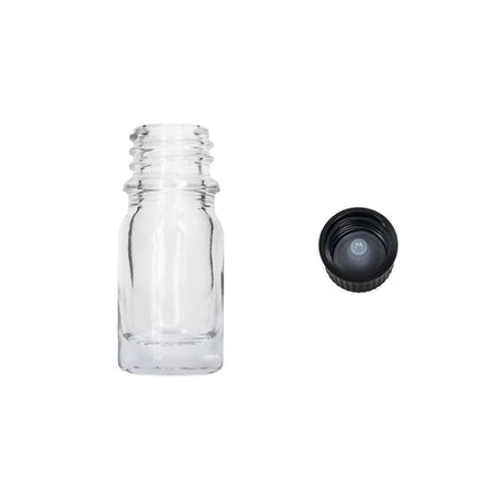 5ml Clear Glass Dropper Bottle with Urea Black Cap with Polycone Insert DIN 18mm
