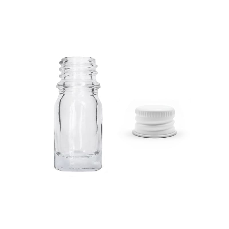 5ml Clear Glass Dropper Bottle with White Aluminium Cap