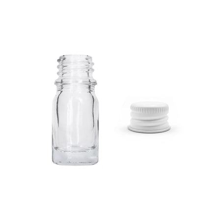5ml Clear Glass Dropper Bottle with White Aluminium Cap