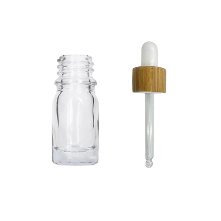 5ml Clear Glass Dropper Bottle with White Bamboo Dropper