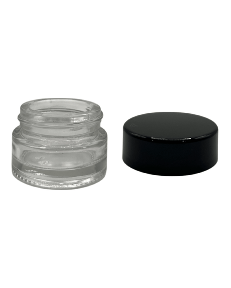 5ml Clear Glass Jar With Black ABS Lid - Pack of 15
