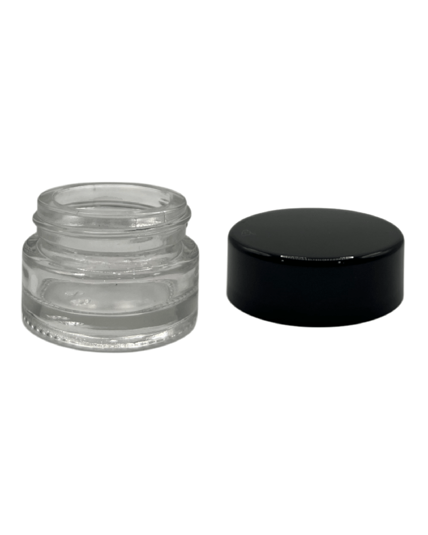 5ml Clear Glass Jar With Black ABS Lid - Pack of 15