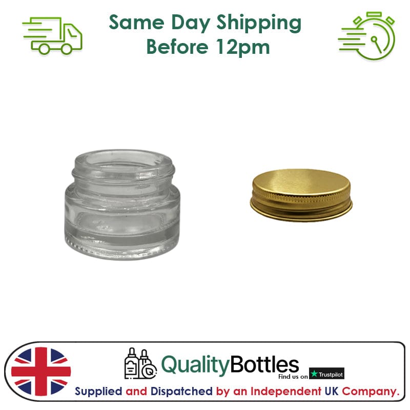 5ml Clear Glass Jar With Gold Aluminium Lid - Pack of 15