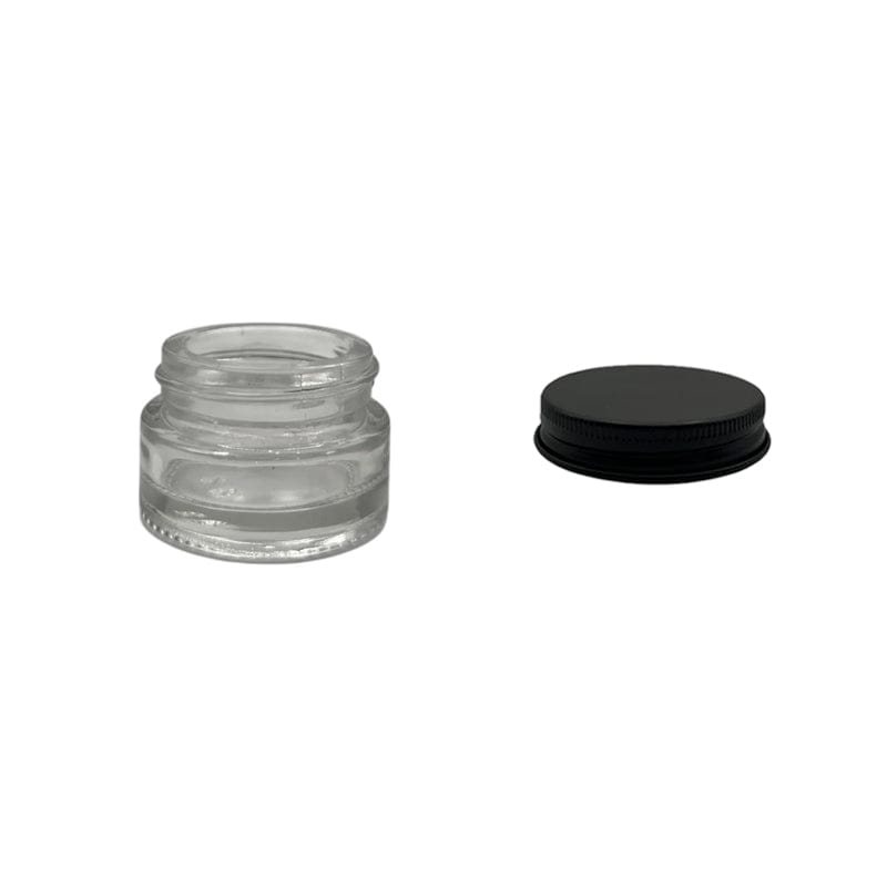 5ml Clear Glass Jar With Matte Black Aluminium Lid - Pack of 15