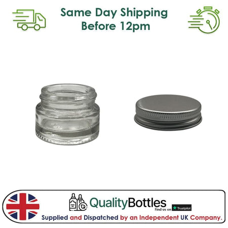 5ml Clear Glass Jar With Silver Aluminium Lid - Pack of 15
