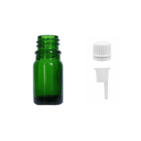 5ml Green Glass Dropper Bottle with 0.6mm Dripper Insert and Tamper Evident White Cap (Type II)