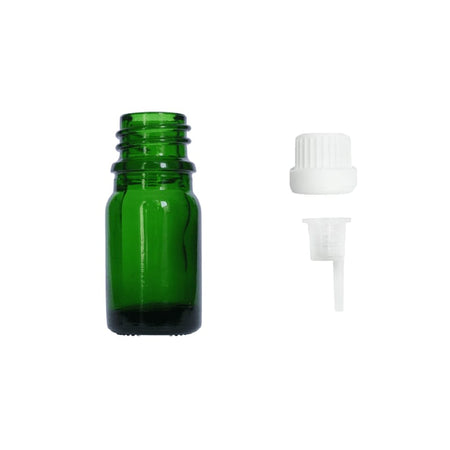 5ml Green Glass Dropper Bottle with 0.6mm Dripper Insert and Tamper Evident White Cap (Type III)