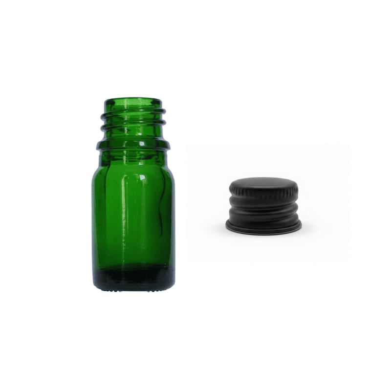 5ml Green Glass Dropper Bottle with Black Aluminium Cap