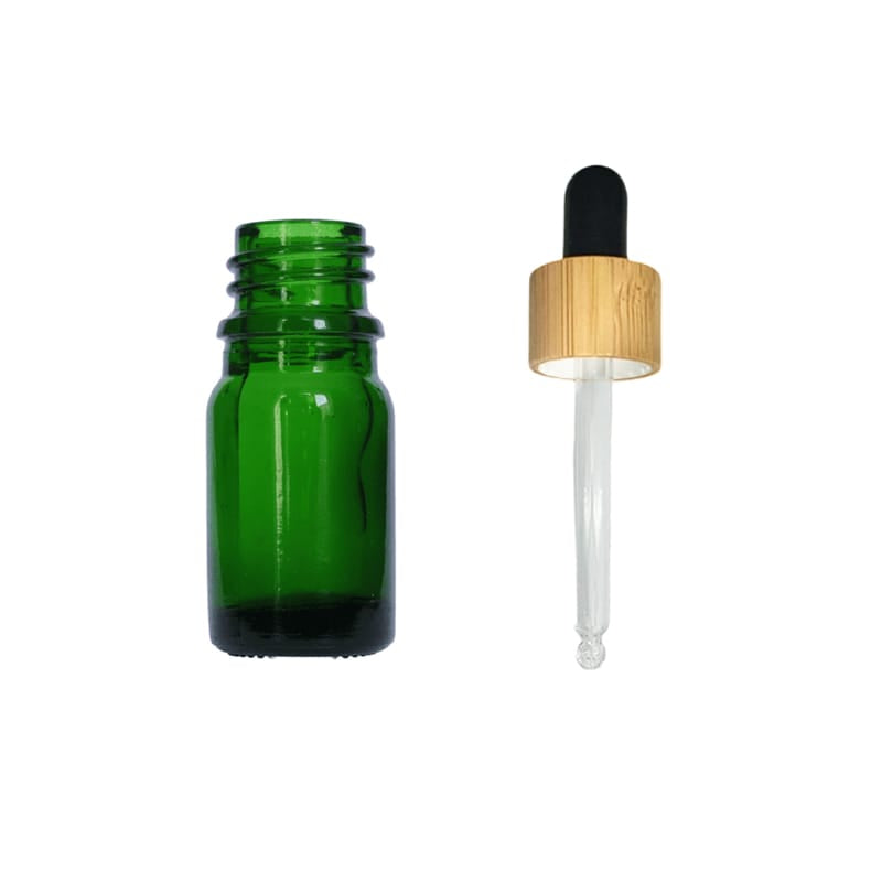 5ml Green Glass Dropper Bottle with Black Bamboo Dropper