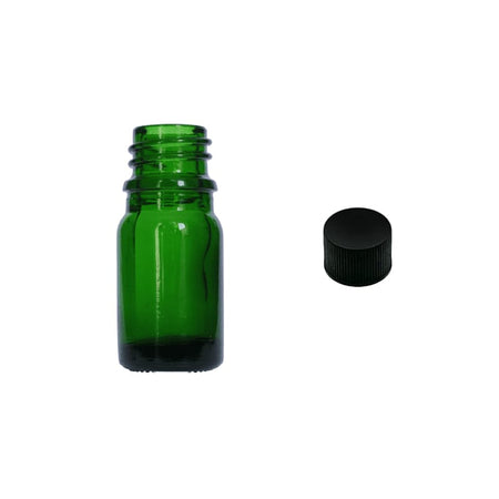 5ml Green Glass Dropper Bottle with Black PP Wadded Cap DIN 18mm