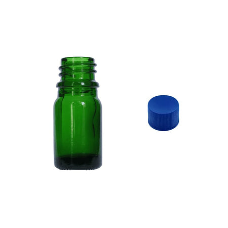 5ml Green Glass Dropper Bottle with Blue PP Wadded Cap DIN 18mm