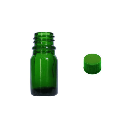 5ml Green Glass Dropper Bottle with Green PP Wadded Cap DIN 18mm