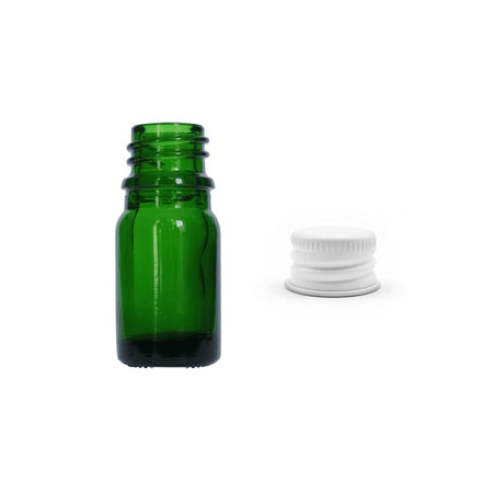 5ml Green Glass Dropper Bottle with White Aluminium Cap