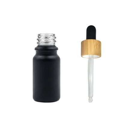 5ml Matte Black Glass Dropper Bottle with Black Bamboo Dropper