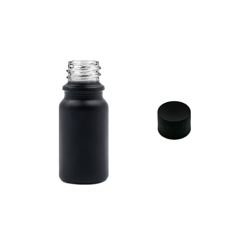 5ml Matte Black Glass Dropper Bottle with Black PP Wadded Cap DIN 18mm