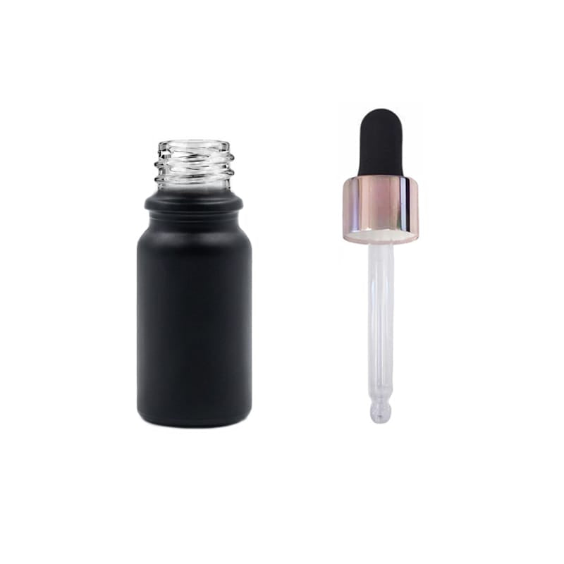 5ml Matte Black Glass Dropper Bottle with Black & Rose Gold Dropper