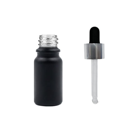 5ml Matte Black Glass Dropper Bottle with Black & Silver Dropper