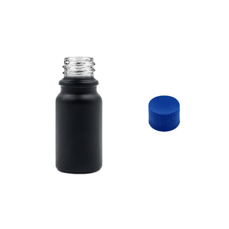 5ml Matte Black Glass Dropper Bottle with Blue PP Wadded Cap DIN 18mm