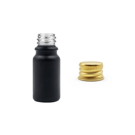 5ml Matte Black Glass Dropper Bottle with Gold Aluminium Cap