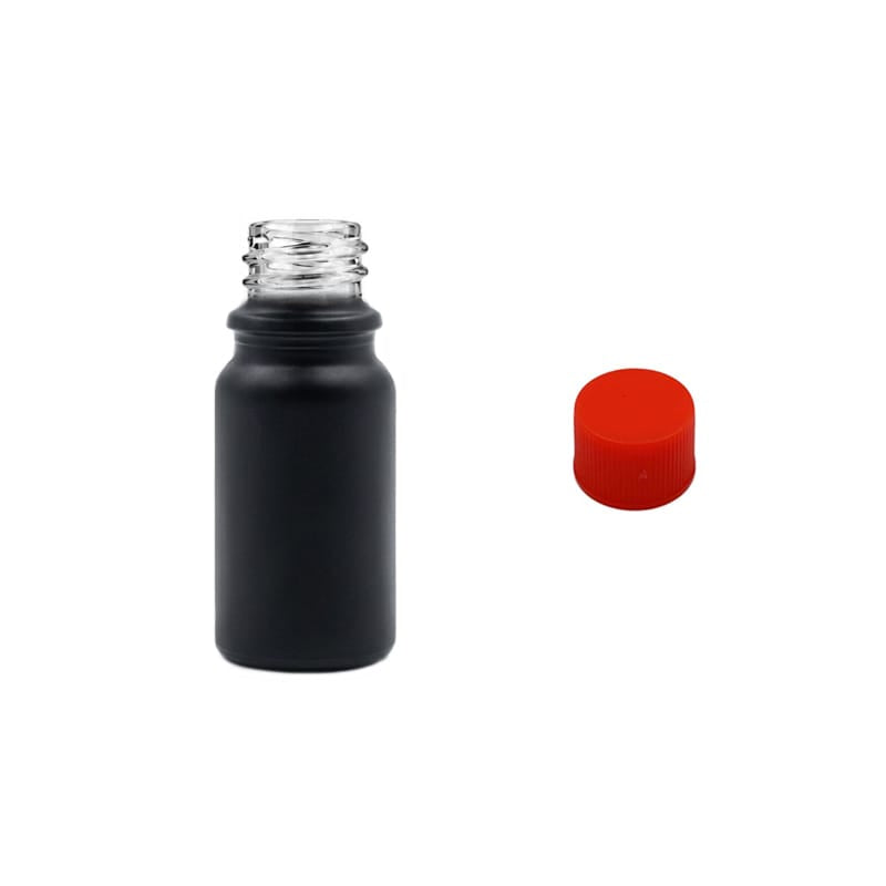 5ml Matte Black Glass Dropper Bottle with Red PP Wadded Cap DIN 18mm