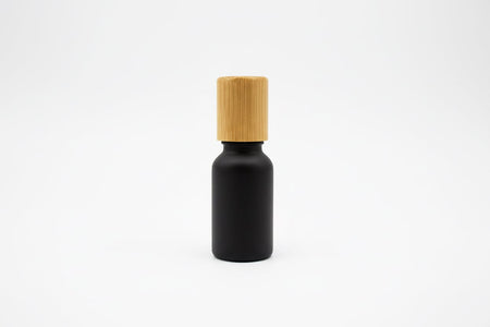 5ml Matte Black Glass Dropper Bottle with Stainless Steel Roller Ball Insert with Bamboo Cap