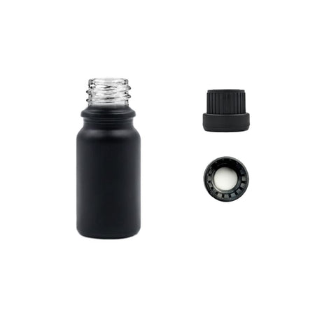 5ml Matte Black Glass Dropper Bottle with Tamper Evident Ribbed Black Cap and EPE Liner (Type III)