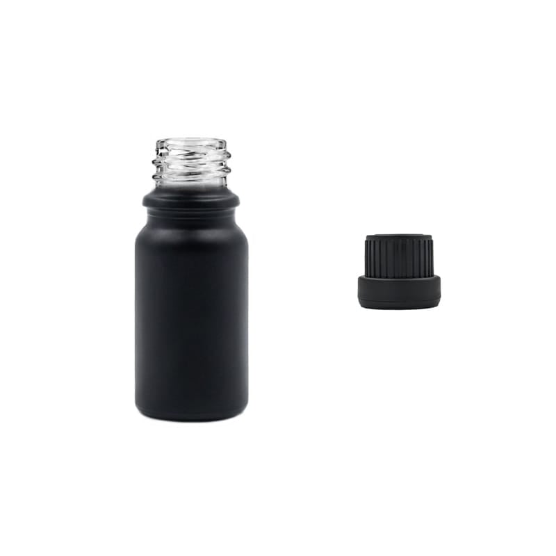 5ml Matte Black Glass Dropper Bottle with Tamper Evident Ribbed Black Cap (Type III)