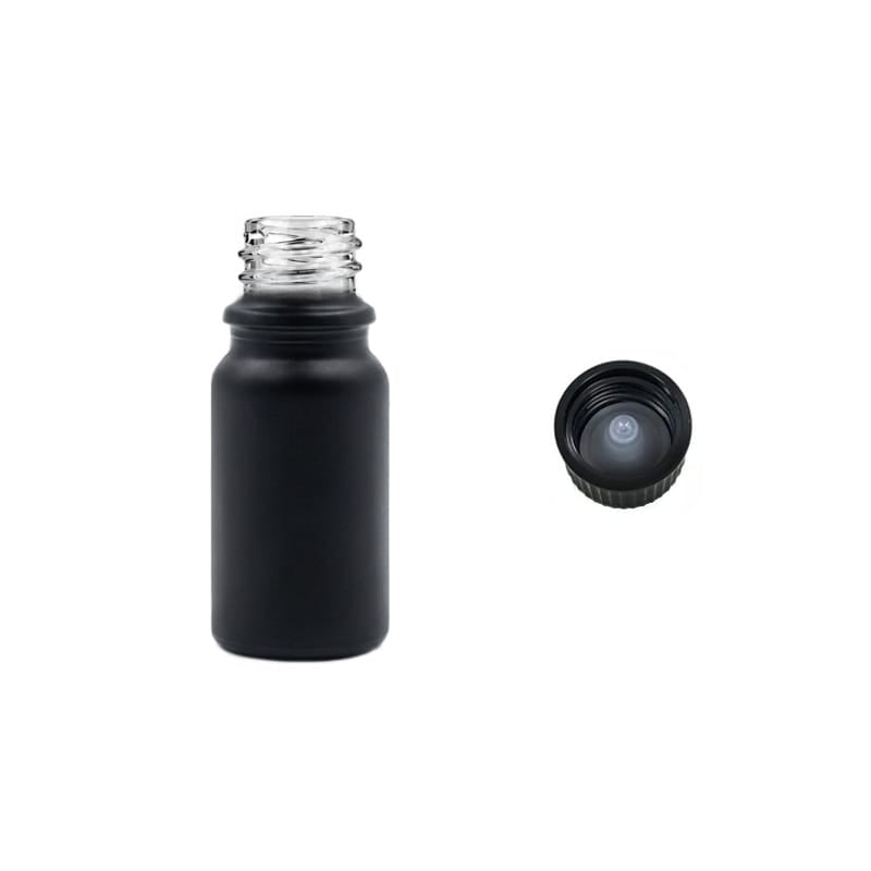 5ml Matte Black Glass Dropper Bottle with Urea Black Cap with Polycone Insert DIN 18mm