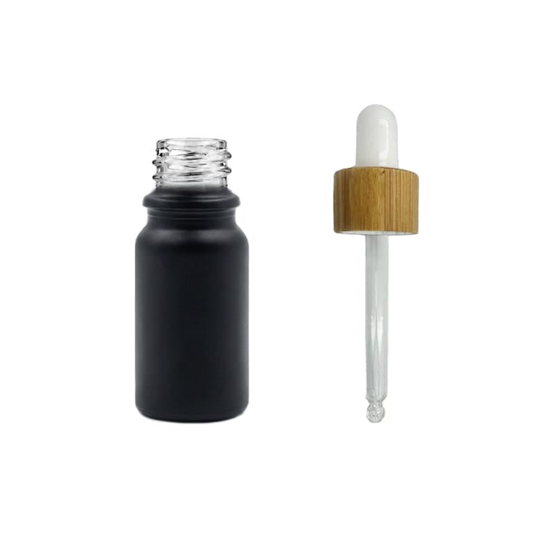 5ml Matte Black Glass Dropper Bottle with White Bamboo Dropper