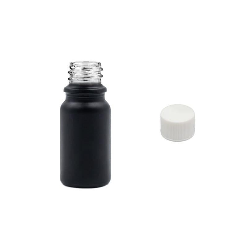 5ml Matte Black Glass Dropper Bottle with White PP Wadded Cap DIN 18mm