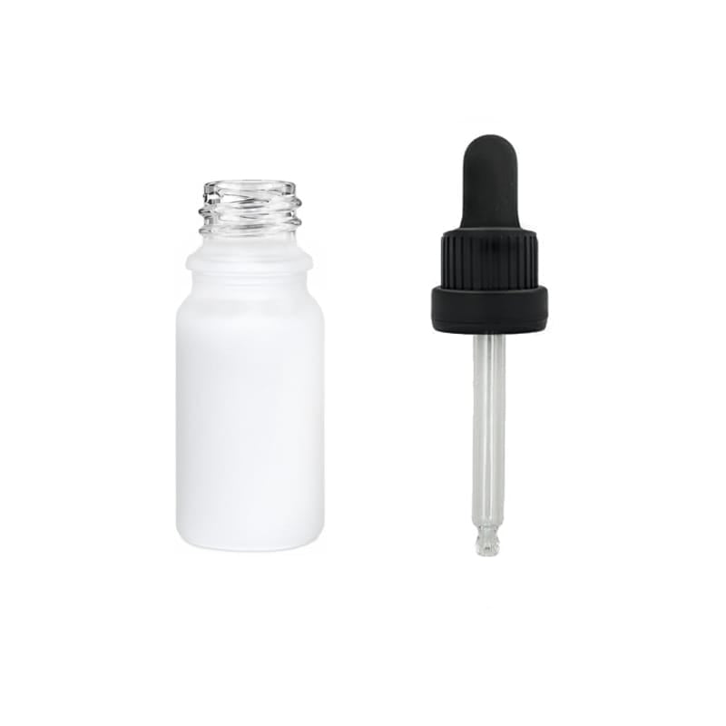 5ml Matte White Glass Dropper Bottle & Black Tamper Evident Ball Ended Pipette (Type III)