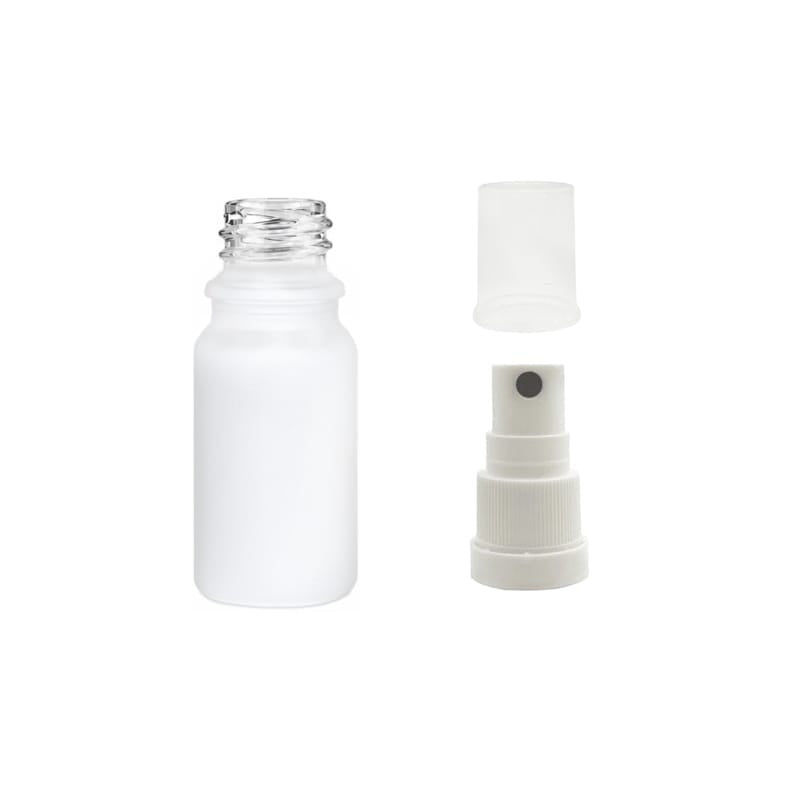 5ml Matte White Glass Dropper Bottle & White Tamper Evident Atomiser with Clear Over Cap (Type III)