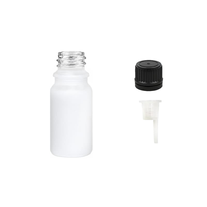 5ml Matte White Glass Dropper Bottle with 0.6mm Dripper Insert and Tamper Evident Black Cap (Type II)
