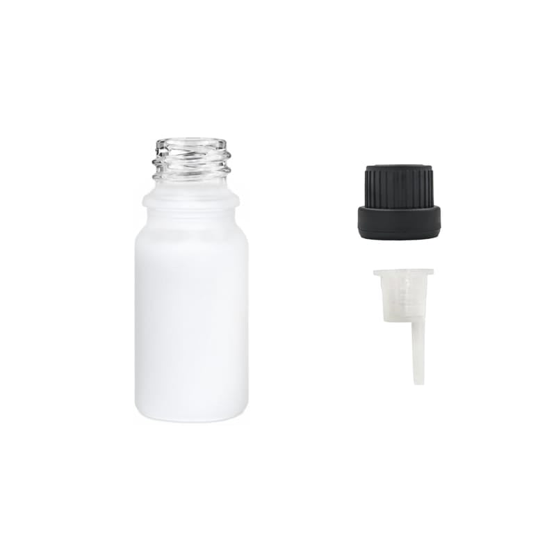 5ml Matte White Glass Dropper Bottle with 0.6mm Dripper Insert and Tamper Evident Black Cap (Type III)