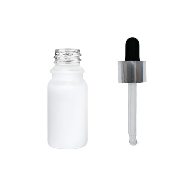 5ml Matte White Glass Dropper Bottle with Black & Silver Dropper