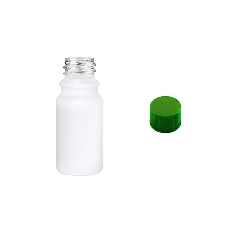 5ml Matte White Glass Dropper Bottle with Green PP Wadded Cap DIN 18mm