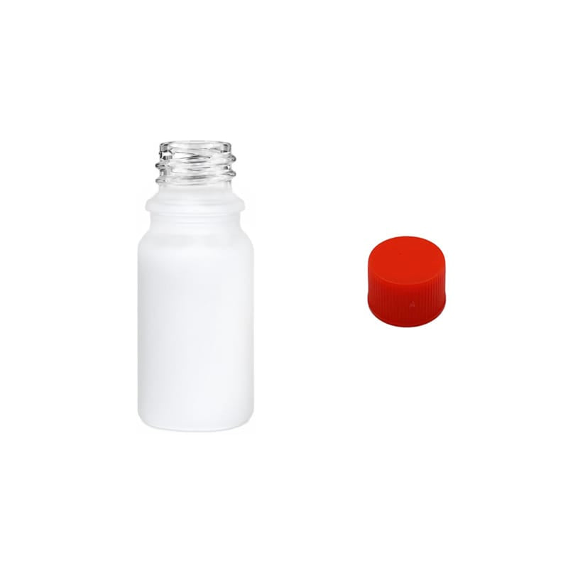 5ml Matte White Glass Dropper Bottle with Red PP Wadded Cap DIN 18mm
