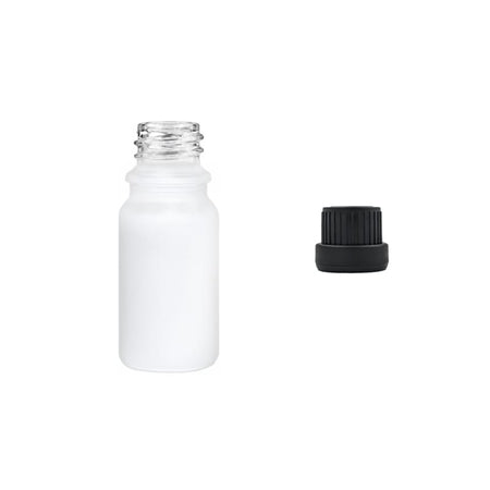 5ml Matte White Glass Dropper Bottle with Tamper Evident Ribbed Black Cap (Type III)
