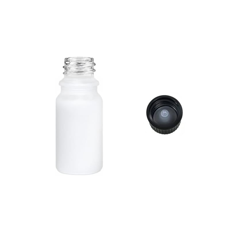 5ml Matte White Glass Dropper Bottle with Urea Black Cap with Polycone Insert DIN 18mm