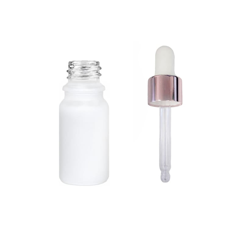 5ml Matte White Glass Dropper Bottle with White & Rose Gold Dropper