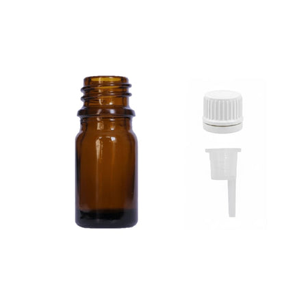 5ml Premium Amber Glass Dropper Bottle with 0.6mm Dripper Insert and Tamper Evident White Cap (Type II)