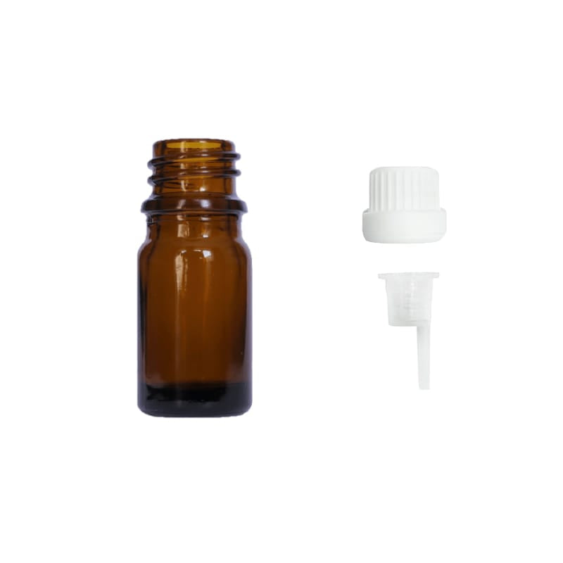 5ml Premium Amber Glass Dropper Bottle with 0.6mm Dripper Insert and Tamper Evident White Cap (Type III)