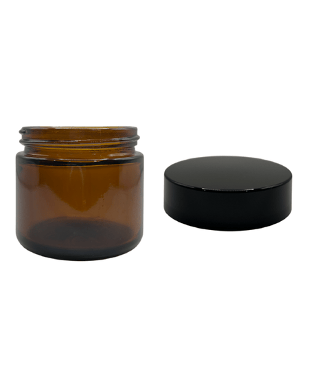 60ml Amber Glass Jar With Black ABS Lid - Pack of 15
