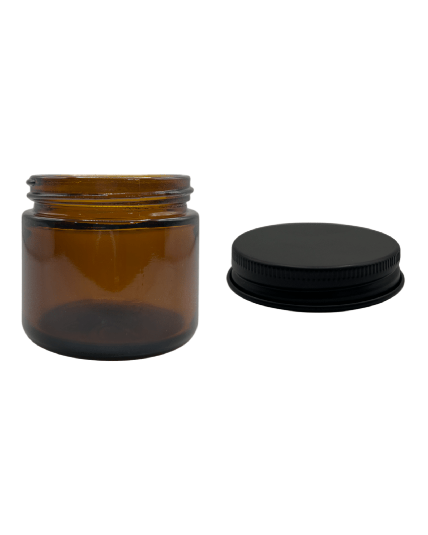 60ml Amber Glass Jar with Matte Black Aluminium Lid
