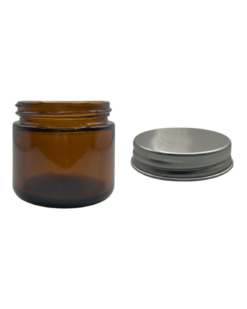 60ml Amber Glass Jar With Silver Aluminium Lid - Pack of 15