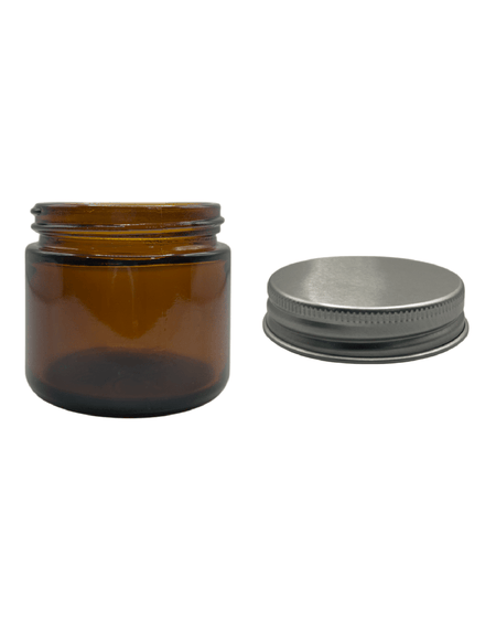 60ml Amber Glass Jar With Silver Aluminium Lid - Pack of 15
